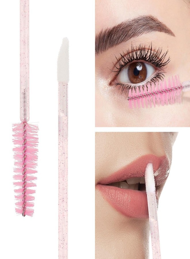 Tbestmax 200 Pcs Disposable Mascara Wands Dual Ended Eyelash Brush Lip Brush, Pink Lipstick Applicator Eyebrow Spoolies Brush for Eyelash Extensions - Image 4