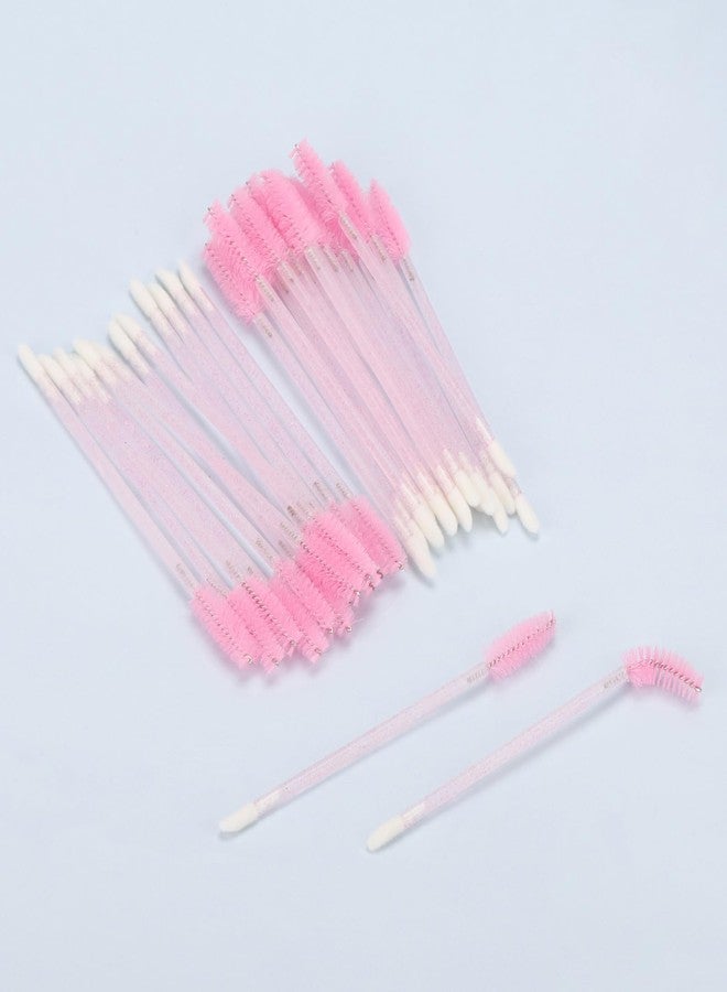 Tbestmax 200 Pcs Disposable Mascara Wands Dual Ended Eyelash Brush Lip Brush, Pink Lipstick Applicator Eyebrow Spoolies Brush for Eyelash Extensions - Image 3