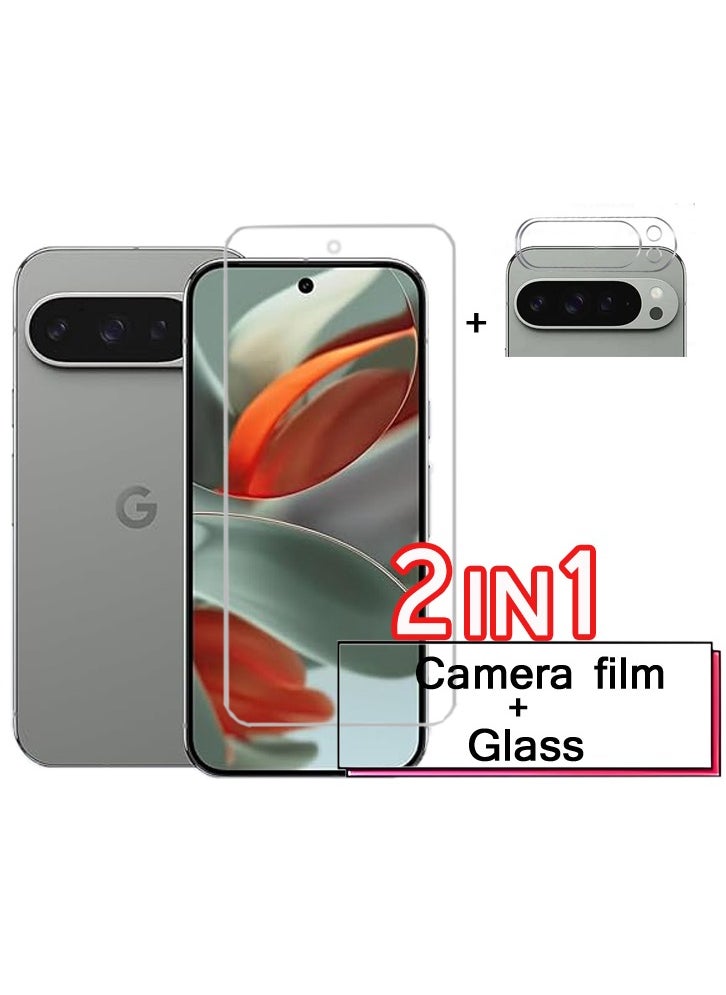 2 In 1Tempered Glass and Camera Lens Protector for Google Pixel 9 Pro, HD Clear 9H Hardness [Case Friendly] Film Bubble Free  - Image 1