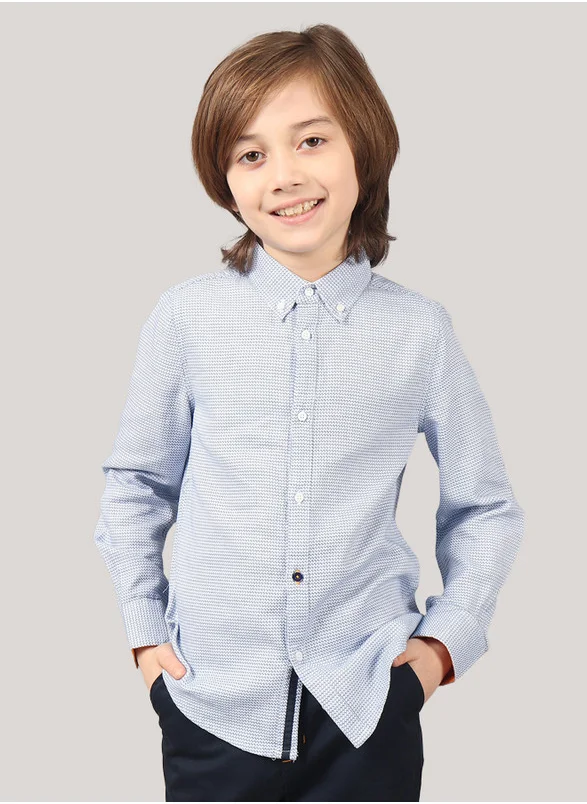 ون فرايدي One Friday Kids Boys 100% Cotton Blue Micro Print Full Sleeves Shirts