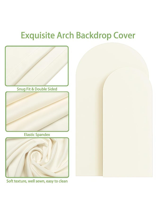 Set of 2 Metal Wedding Arch with 2 Ivory Spandex Covers, 6FT & 7.2FT Gold Round Backdrop Stand, Heavy Duty Frame for Ceremony, Party Decorations, Easy Assembly Balloon Arch Stand with Carry Bag for Birthday, Baby Shower - Image 3