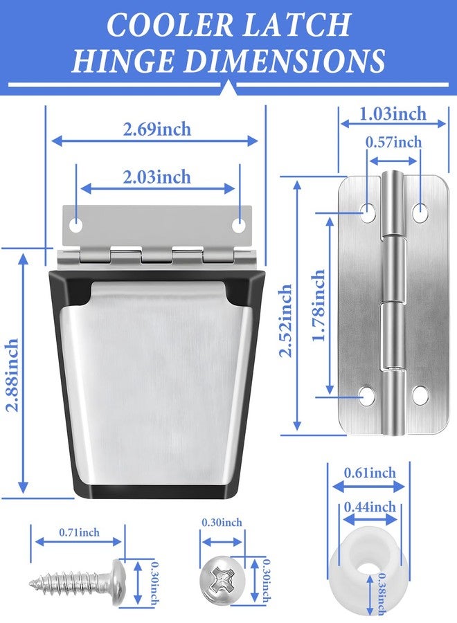 ATESMO Cooler Hinges Replacement & Cooler Latch Replacement for Igloo Cooler Replacement Parts, Cooler Parts Set, Cooler Stainless Steel Latch and Hinge Parts Kit with High-Strength Screws - Image 2