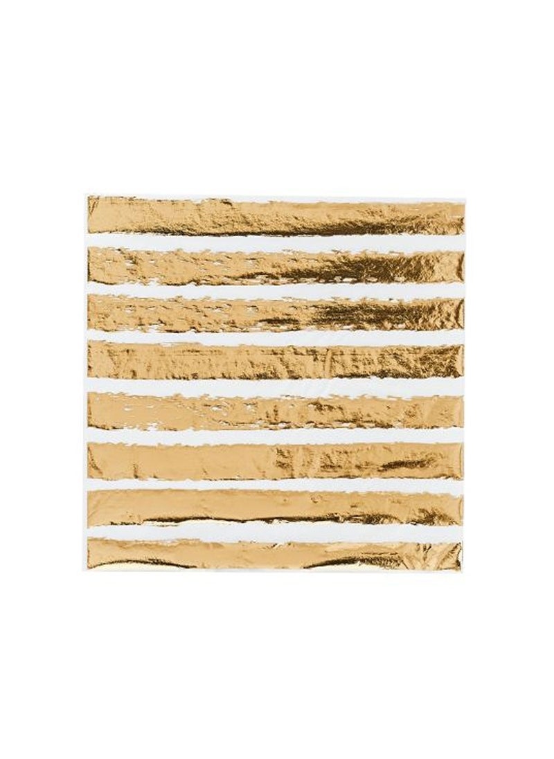 Hootyballoo Gold Striped Paper Napkins 165x165mm 20/Pack 