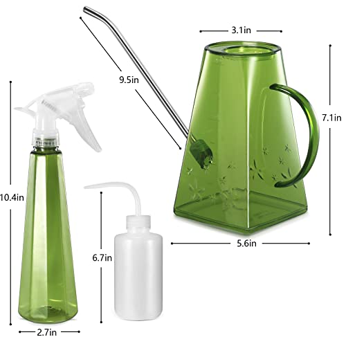 Goowin Indoor Plants Watering Can - Long Spout 47 oz with Bonus 16 oz Spray Bottle & 8.5 oz Squeeze Bottle, Green - Image 3