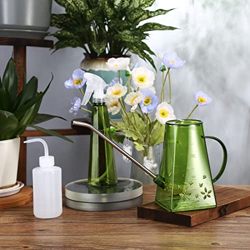 Goowin Indoor Plants Watering Can - Long Spout 47 oz with Bonus 16 oz Spray Bottle & 8.5 oz Squeeze Bottle, Green - Image 2