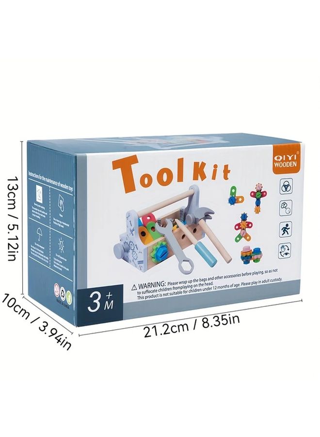 Wooden Children Play House Building Toy Set 23pcs Tool Table Educational Gift - Image 5