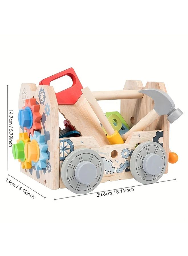 Wooden Children Play House Building Toy Set 23pcs Tool Table Educational Gift - Image 1