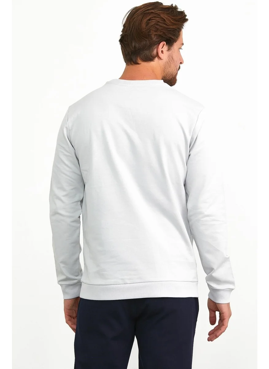 Odelon Men's Basic Daily Crew Neck Sweatshirt Gray