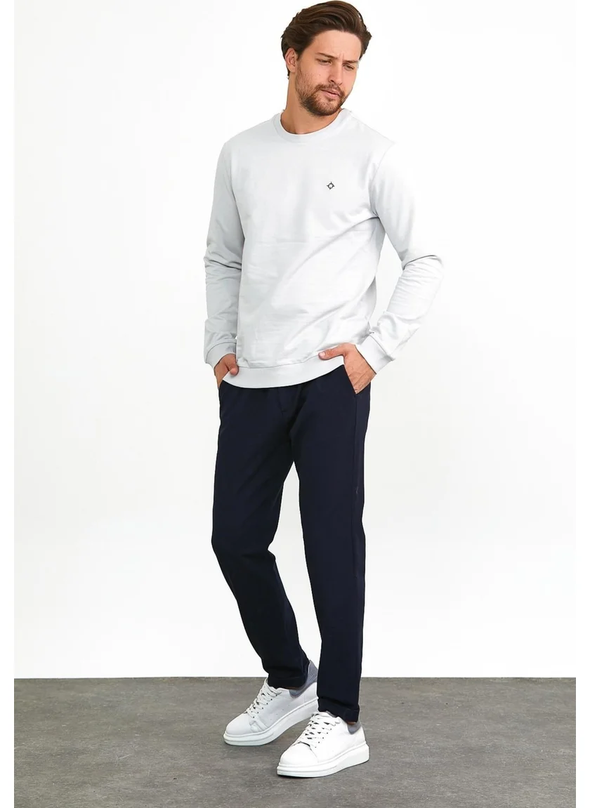 Odelon Men's Basic Daily Crew Neck Sweatshirt Gray