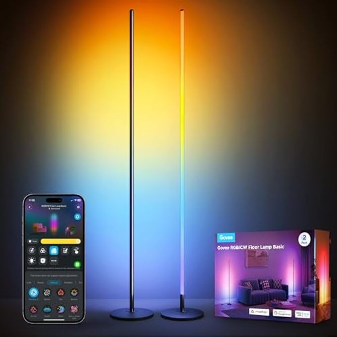 Govee RGBIC Floor Lamp Basic 2-Pack, Compatible with Alexa, LED Smart Standing Lamp with Voice Control, Color Changing Bedside Floor Lamp for Bedroom, Nightstand Corner Lights, Black - Image 4