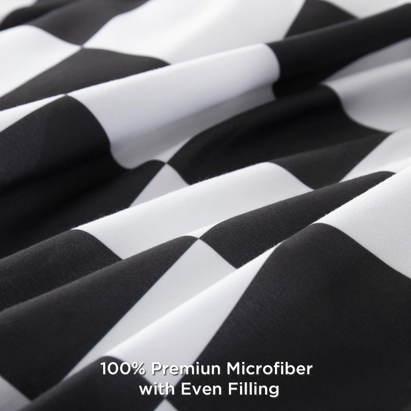 Andency Checkered Comforter Queen(90x90Inch), Black White Plaid Gingham Buffalo Grid Bed Set for Boys Kids Teens, 3 Pieces Lightweight Microfiber Geometric Preppy Bedding - Image 5
