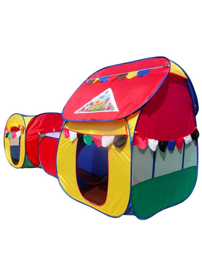 HomeCute Homecute Small Size 3 in 1 Kids Play Tent House with Crawl Tunnel, Cube Tent & Hut Tent House (Multicolor)  - Image 5