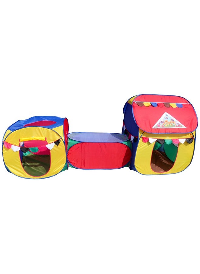 HomeCute Homecute Small Size 3 in 1 Kids Play Tent House with Crawl Tunnel, Cube Tent & Hut Tent House (Multicolor)  - Image 4