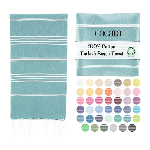 Cacala Lightweight and Thin Turkish Beach Towel 100% Cotton Sand-Free and Quick-Drying Goodness Perfect as an Extra Large Travel Towel, Beach Accessory, or Gift for Beach Lovers, 37 x 70 - Image 1
