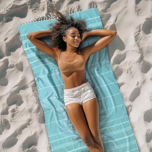 Cacala Lightweight and Thin Turkish Beach Towel 100% Cotton Sand-Free and Quick-Drying Goodness Perfect as an Extra Large Travel Towel, Beach Accessory, or Gift for Beach Lovers, 37 x 70 - Image 2