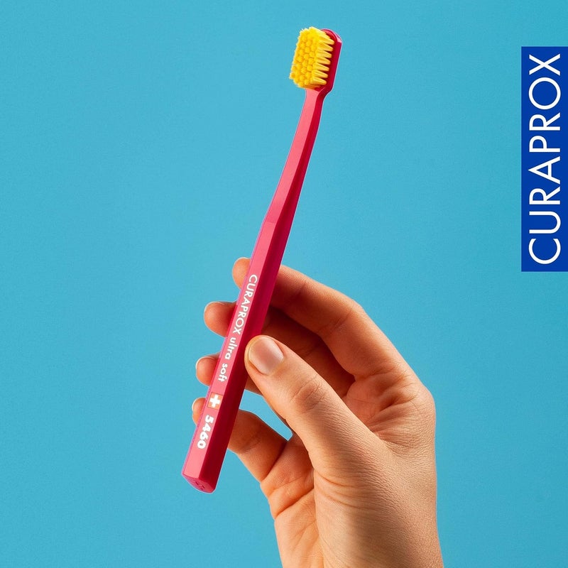 CURAPROX CS 5460 Ultra Soft Toothbrush – Adult Teeth & Gum Care | Curen Ultra-Soft Bristles For Gentle Cleaning | Turquoise, Light Blue, Magenta, Individually Wrapped - Image 4