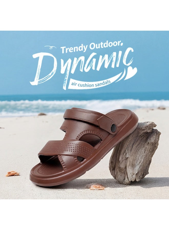 GUOLUOFEI Mens Beach Sandals Slides, Comfortable Summer Slippers & Beach Shoes for Men, Lightweight & Non-Slip, Brown Slides, Comfortable - Image 1