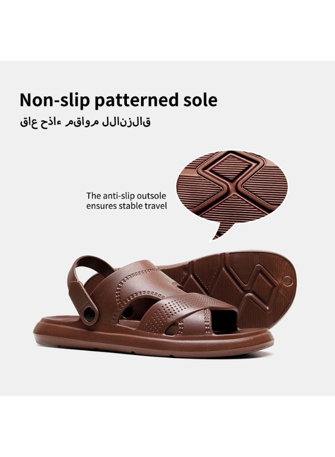 GUOLUOFEI Mens Beach Sandals Slides, Comfortable Summer Slippers & Beach Shoes for Men, Lightweight & Non-Slip, Brown Slides, Comfortable - Image 4