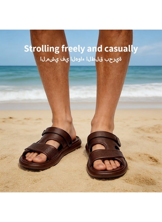 GUOLUOFEI Mens Beach Sandals Slides, Comfortable Summer Slippers & Beach Shoes for Men, Lightweight & Non-Slip, Brown Slides, Comfortable - Image 2