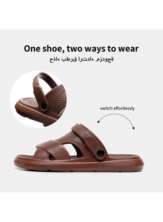 GUOLUOFEI Mens Beach Sandals Slides, Comfortable Summer Slippers & Beach Shoes for Men, Lightweight & Non-Slip, Brown Slides, Comfortable - Image 3