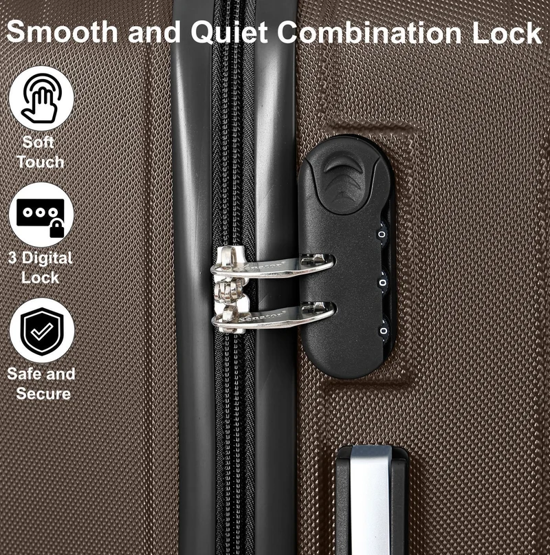 Senator 20 Hard Case Travel Bag Cabin Luggage Trolley ABS Lightweight Suitcase with 4 Spinner Wheels KH132, Coffee  | Best Price UAE