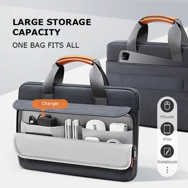 TARKAN 15.6 Inch Unisex Laptop Briefcase with Handle & Detachable Shoulder Strap For Office, Business Travel (Dark Grey) - Image 2