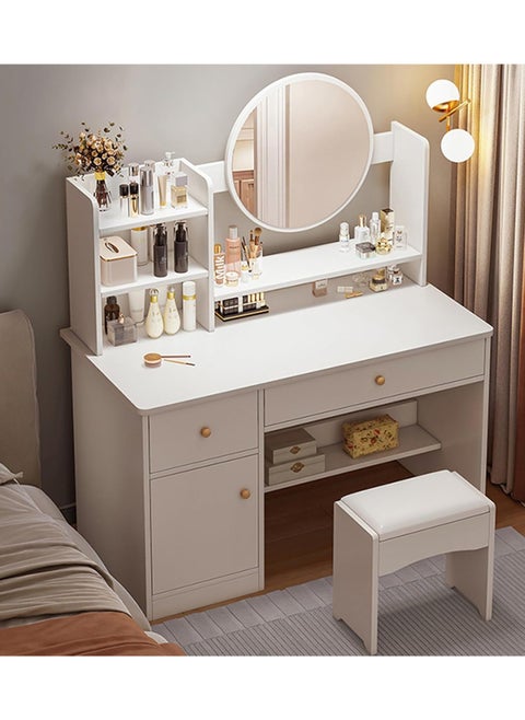Style Vanity Table With LED Mirror, Multifunctional Dressers with Storage Drawers For Bedroom, Modern Make-up Table