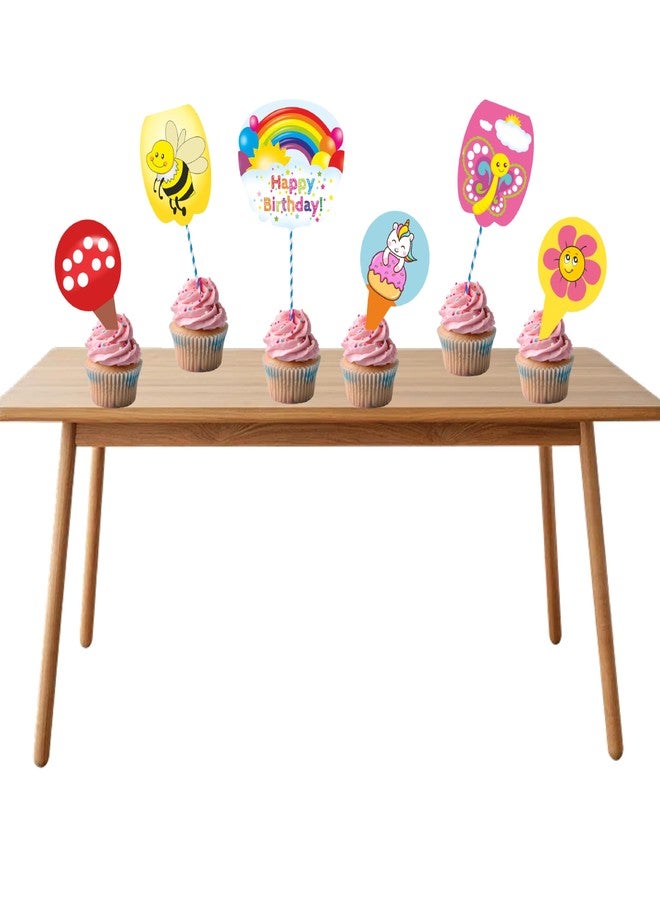 TOYXE Rainbow Theme Cake Topper Pack of 7 Pcs - Image 3