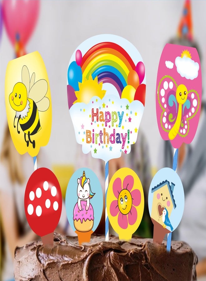 TOYXE Rainbow Theme Cake Topper Pack of 7 Pcs - Image 1