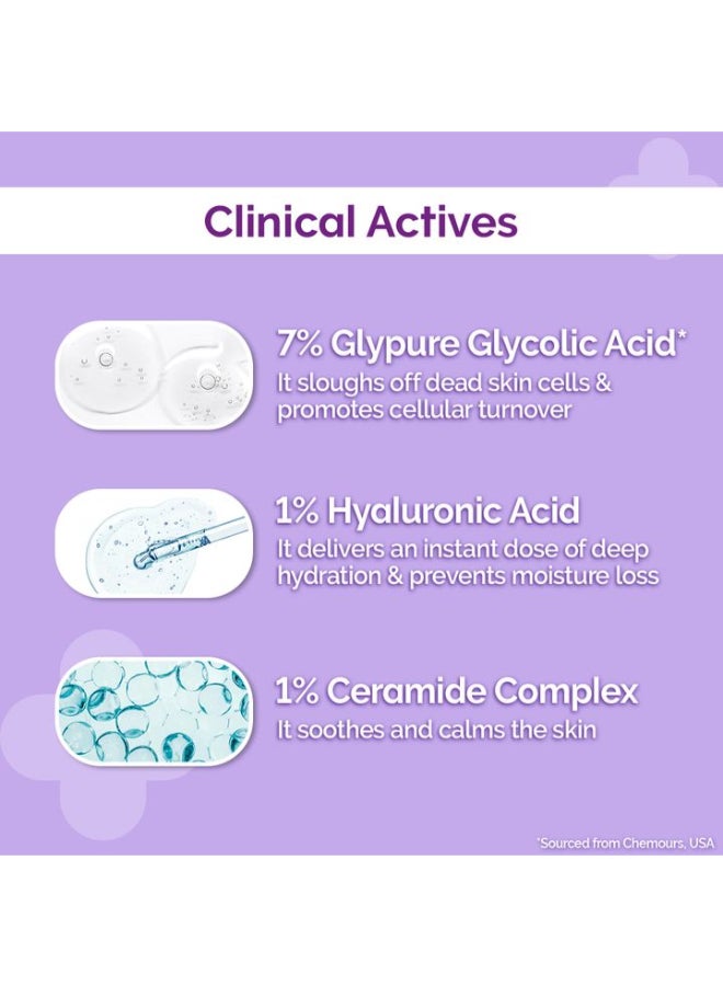 THE derma Co ذا ديرما كو . تونر مرطب بحمض الجليكوليك 7% مع حمض الهيالورونيك ومركب السيراميد لبشرة متألقة تونر مقشر متعدد الاستخدامات للوجه والجسم وتحت الإبط وفروة الرأس 150 مل - Image 4