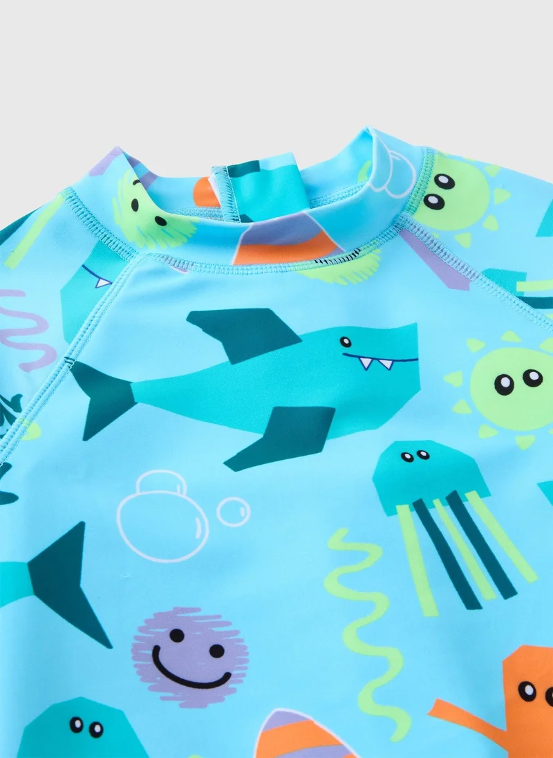 Matalan Boys Blue Sea Creature Surf Suit