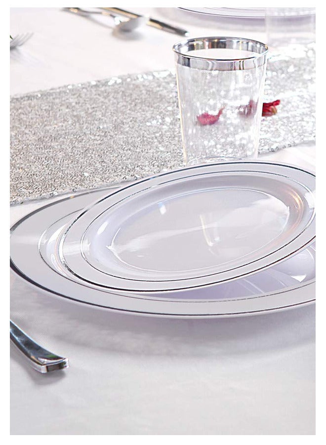 AIWANTO 125-Piece Plastic Dinnerware Set for 25 Guests – 25 Large Plates, 25 Salad Plates, 25 Spoons, Forks & Knives – Party, Catering & Event Tableware - Image 5