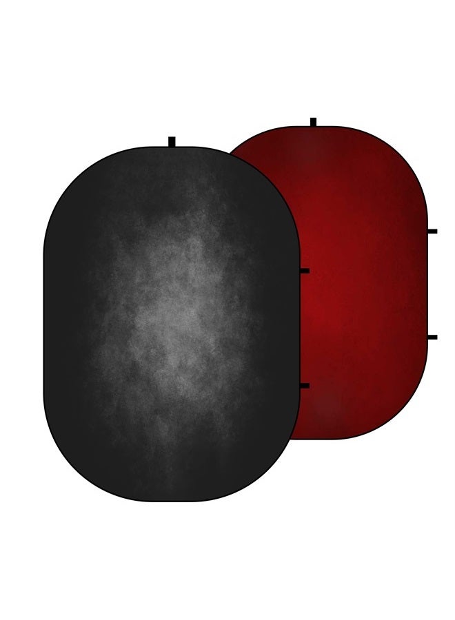 Kate 5x6.5ft(1.5x2m) Collapsible Backdrop Red Black Texture Pop up Backdrops Abstract Reversible Portrait Photography Backgrounds for Photo Video Meeting
