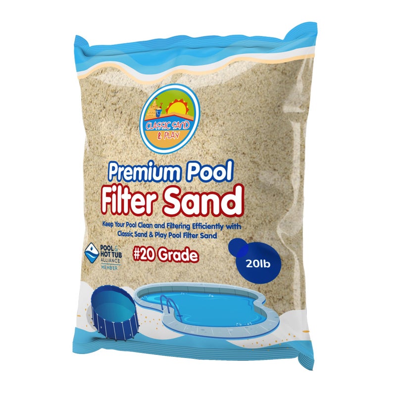 CLASSIC SAND & PLAY Swimming Pool Filter Sand for Above & Inground Pools, 20 lbs, Supports Residential and Commercial Filtration Systems, Premium Efficient Silica, No Clogging or Clumping, #20 Grade - Image 1