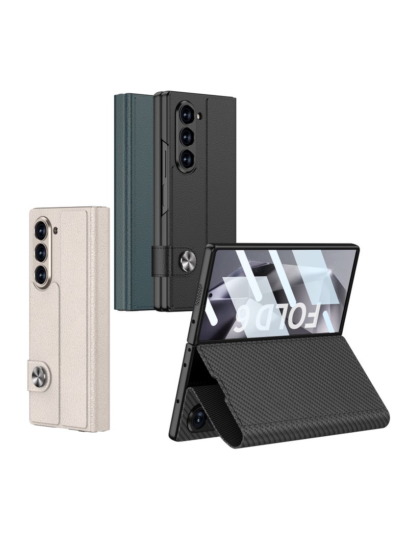 LEEKA Samsung Galaxy Z Fold 6 Foldable Leather Case with Premium Genuine Leather Finish, Shockproof Foldable Design, and Full Body Protection - Ultra Slim and Durable - Grey - Image 2