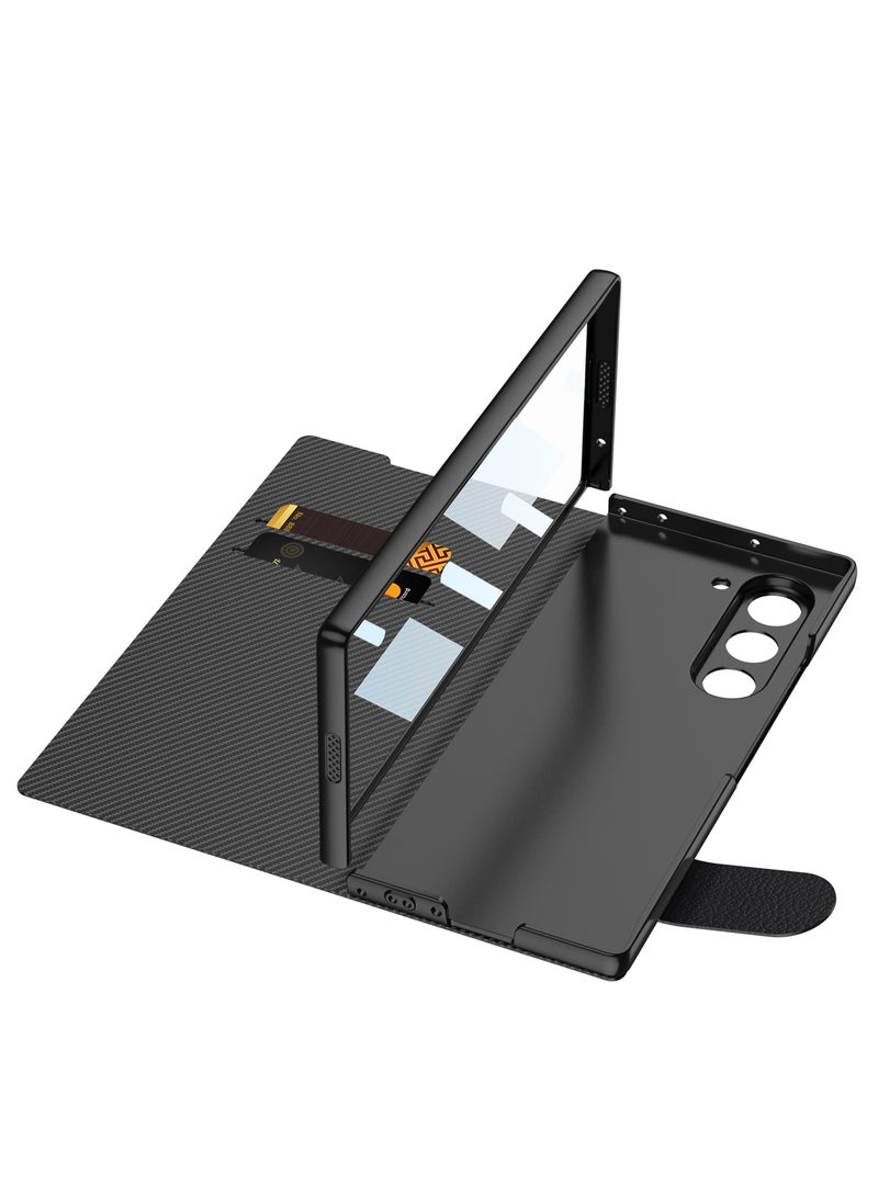 LEEKA Samsung Galaxy Z Fold 6 Foldable Leather Case with Premium Genuine Leather Finish, Shockproof Foldable Design, and Full Body Protection - Ultra Slim and Durable - Grey - Image 5