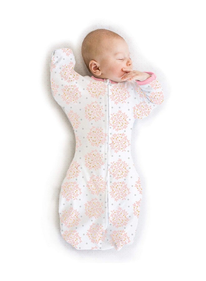 SwaddleDesigns SwaddleDesigns Transitional Swaddle Sack with Arms Up Half-Length Sleeves and Mitten Cuffs, Small, 0-3 months, 6-14 lbs, Heavenly Floral, Pink (Arms Up Swaddle, Transition Swaddle Sleep Sack)  - Image 1