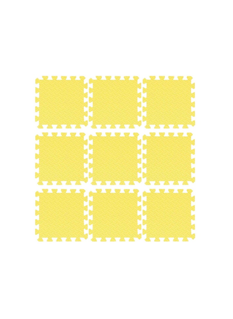 null - Yellow Puzzle Mat Interlocking Puzzle Mat for Kids Used in Bedroom Living Room Play Area 30x30x1.2cm of 9 tiles No borders included - Image 1