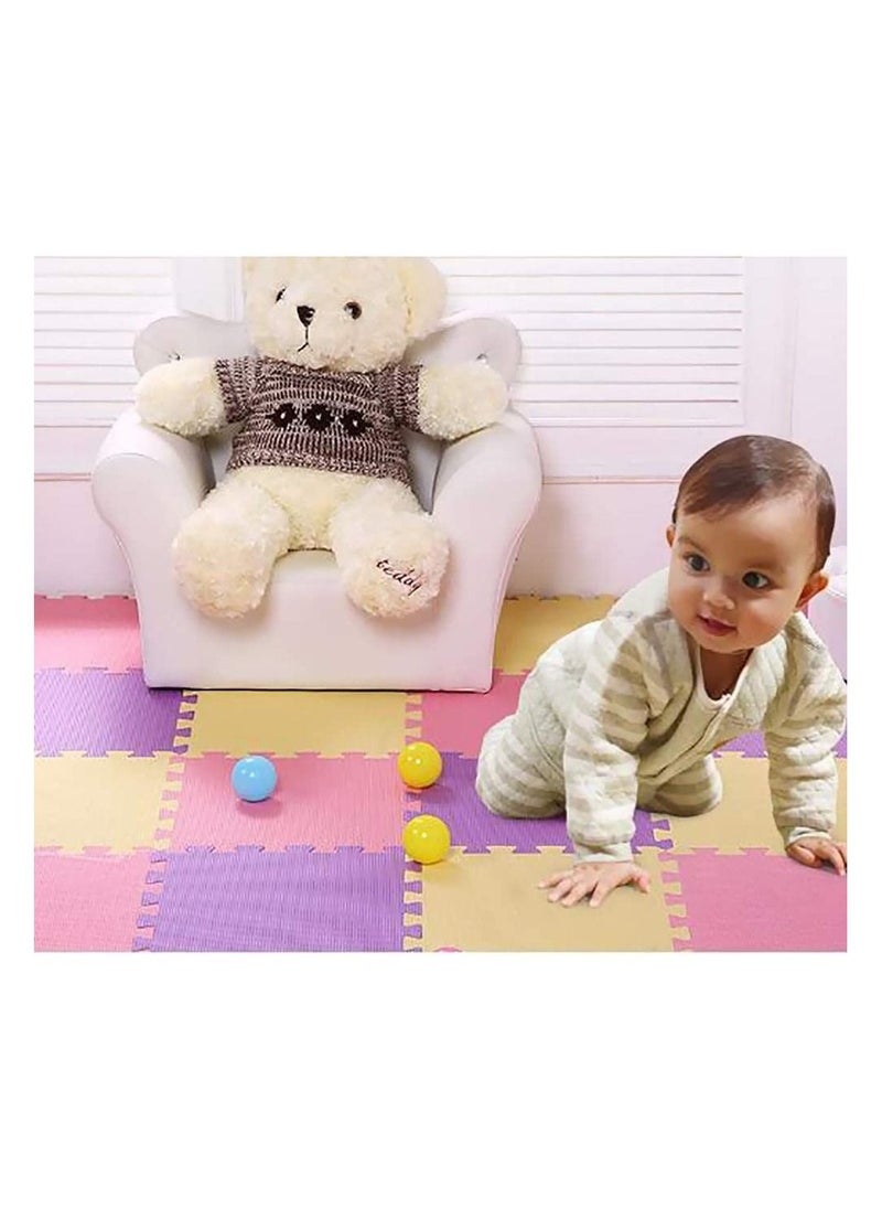 null - Yellow Puzzle Mat Interlocking Puzzle Mat for Kids Used in Bedroom Living Room Play Area 30x30x1.2cm of 9 tiles No borders included - Image 1