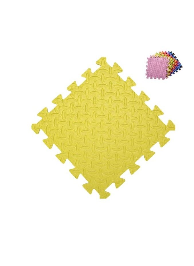 null - Yellow Puzzle Mat Interlocking Puzzle Mat for Kids Used in Bedroom Living Room Play Area 30x30x1.2cm of 9 tiles No borders included - Image 1