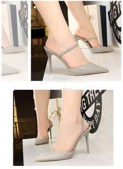 BIGTREE Shallow Pointed High-Heeled Sandals 10.5CM Grey  - Image 2