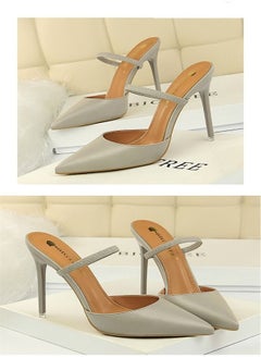 BIGTREE Shallow Pointed High-Heeled Sandals 10.5CM Grey  - Image 3