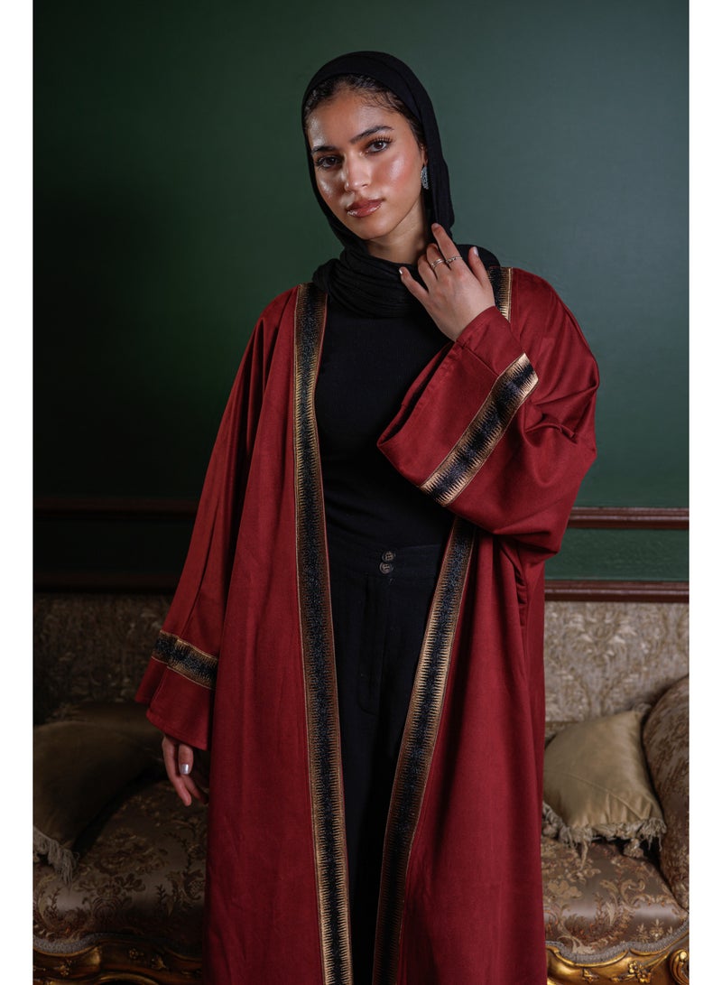 Lavezzi Suede Kaftan Dress – Modest Loose Fit, Ramadan & Eid Occasion Abaya Style, Long Maxi Kaftan for Evening & Daily Wear - Image 3
