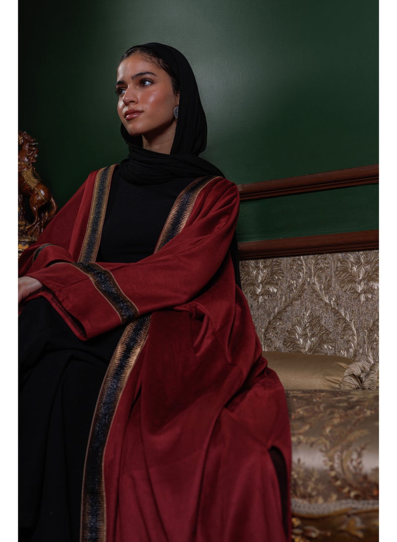 Lavezzi Suede Kaftan Dress – Modest Loose Fit, Ramadan & Eid Occasion Abaya Style, Long Maxi Kaftan for Evening & Daily Wear - Image 4