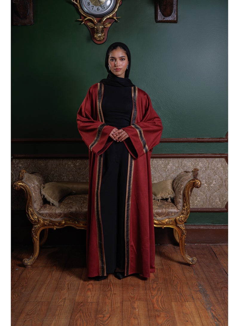 Lavezzi Suede Kaftan Dress – Modest Loose Fit, Ramadan & Eid Occasion Abaya Style, Long Maxi Kaftan for Evening & Daily Wear - Image 1