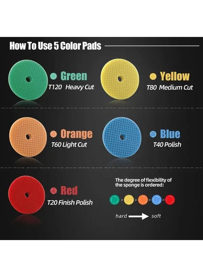 5 قطع 5 بوصة وسادات تلميع على شكل حرف T ذاتية اللصق عجلات تلميع السيارات إسفنج مطاطي - Image 4