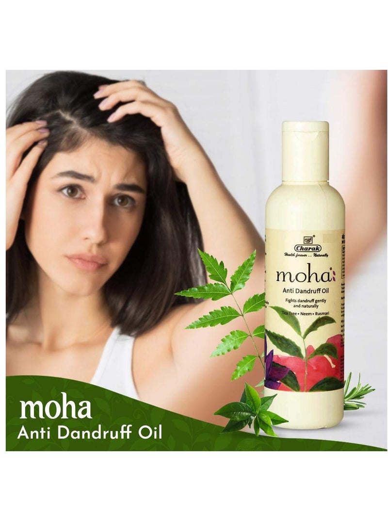 moha Anti Dandruff Oil With Benefits Of Tea Tree Oil Neem Oil Hibiscus OIl Rosemary Oil Water Lily and Wrightia Tinctoria  Hair Oil For Men and Women  For All Hair Types 400 ML  200 ML X 2 - Image 2
