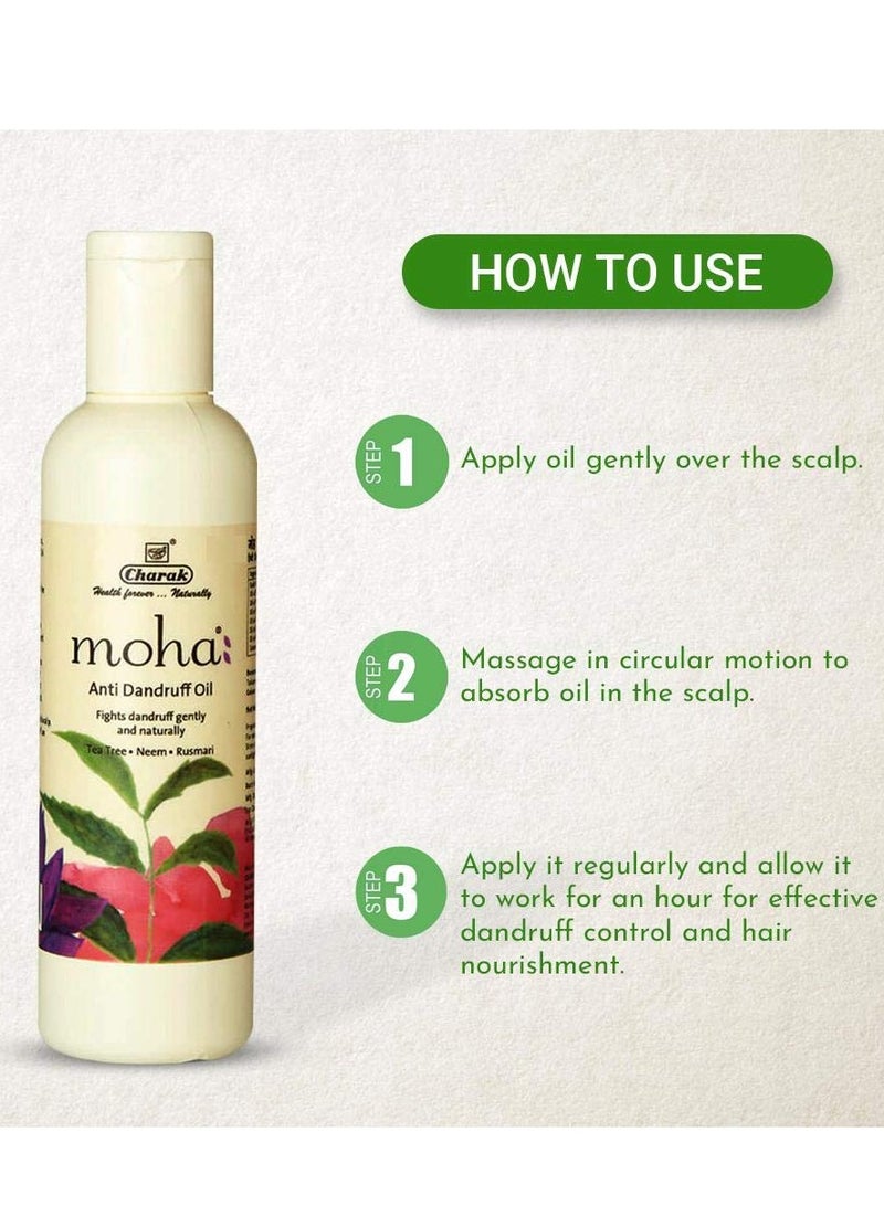 moha Anti Dandruff Oil With Benefits Of Tea Tree Oil Neem Oil Hibiscus OIl Rosemary Oil Water Lily and Wrightia Tinctoria  Hair Oil For Men and Women  For All Hair Types 400 ML  200 ML X 2 - Image 3