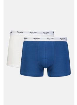 Algspar Men 2 Pcs Brand Logo Boxer Set, Blue/White  - Image 1