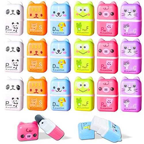 Odowalker 24 Pack Pencil Erasers, Cute Erases Pencils Eraser with Clean up Roller Pencil Eraser Shaving Roller Case Erasers for Party Favors Gift Supplies - Image 1
